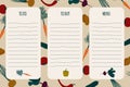 Black lists of the agenda in the style of flat doodles in vector for daily menu planning, household chores, shopping. To Royalty Free Stock Photo