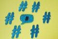 a black little hashtag in a brilliant blue spoken bubble on light green paper and a blue hashtag around.