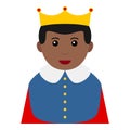 Black Little King Avatar Flat Icon on White