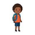 Black little student boy