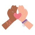 black Lives, diverse hands heart equality and diversity Royalty Free Stock Photo