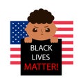 Black Lives Matter. African Americans Children against racism. The social problems of racism vector illustration Royalty Free Stock Photo