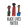 Black lives matter banner design with african american fist hand vector illustration