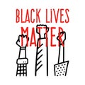 Black lives matter banner design with african american fist hand vector illustration
