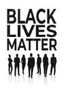 Black lives matter banner people silhouette awareness campaign against racial discrimination of dark skin color