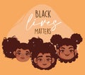 black lives matter, beauty portrait afro girls cartoon