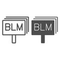 Black lives matter board line and solid icon, Black lives matter concept, BLM sign on white background, Stop racism Royalty Free Stock Photo