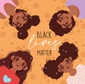 black lives matter, cute girls cartoon portrait