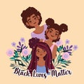 black lives matter, cute group girls with flowers