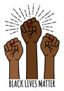 Black lives matter, female hands protest against racism, vector Royalty Free Stock Photo