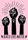 Black lives matter, fist, female hands protest, vector illustration