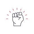 Black Lives Matter. Fist Hand up Line Icon. Fist raised up. Girl Power. Feminism symbol. Concept of Unity, Revolution Royalty Free Stock Photo