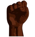 Black lives matter fist illustration, banner for protest. Raised fist rally campaign against racial discrimination of dark skin co