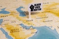 `BLACK LIVES MATTER` Flag on the Iran in the Map Royalty Free Stock Photo