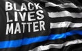 Black lives matter flag waving in the wind