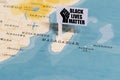 `BLACK LIVES MATTER` Flag on the Madagascar in the Map
