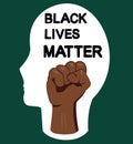 Black Lives Matter. Human hand. Fist raised up.