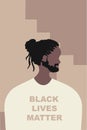 Black Lives Matter and I Can`t Breathe concept. Vector Illustration, poster, Young African Americans woman against racism,