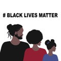 Black Lives Matter and I Can`t Breathe concept. Vector Illustration, Young African Americans family against racism, protest