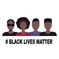 Black Lives Matter and I Can`t Breathe concept. Vector Illustration, Young African Americans man and woman against racism,