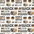Black Lives Matter illustration. Watercolor seamless pattern with a brown strong fist, BLM, melanin hashtag Royalty Free Stock Photo
