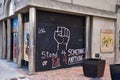 Black lives matter painting / mural, high St  in downtown  Columbus Ohio . Royalty Free Stock Photo