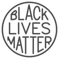 Black lives matter poster in round frame solid icon, BLM concept, BLM poster sign on white background, Protest banner