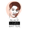 Black Lives Matter. Protest Banner. Black skin man protests for his rights.