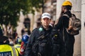 Black Lives Matter protest during lockdown coronavirus pandemic. Police Medics on duty