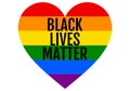 Black lives matter, rainbow heart, LGBT, pride, vector