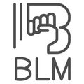 Black lives matter with raised fist line icon, Black lives matter concept, No violence against blacks sign on white