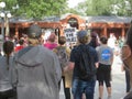 Protestors at BLM rally with Defund the Police sign