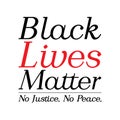 Black Lives Matter with red heat on white background. Inspirational quote for motivational racism has no place and Police violence