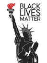 Black lives matter. Silhouette of the black statue of liberty. Vector illustration Royalty Free Stock Photo