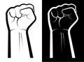 Black lives matter social protest. No to racism. Hand clenched into a fist. A symbol of strength, the struggle for freedom. Black Royalty Free Stock Photo