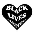 Black Lives Matter Text Enveloped in Heart Love Shape. BLM movement. Black Illustration Isolated on a White Background. EPS Vector