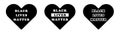 Black Lives Matter Text Wording in Heart Love Shape Icon. BLM movement peace peaceful justice. Black Illustration Isolated on a