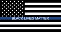 Black lives matter USA support flag, blue line text symbol. Vector illustration sign, stop racism