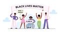 Black Lives Matter vector concept with afroamerican people on demonstration