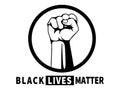 Black Lives Matter. Black and white illustration depicting BLM Fist in Circle with Text Underneath. EPS Vector