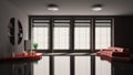 Black Living room with red sofa interior 3d