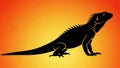 Black Lizard Silhouette on Vibrant Orange Background Royalty Free Stock Photo
