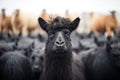 black llama amongst lighter herd Royalty Free Stock Photo