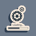 Black Loading and gear icon isolated on grey background. Progress bar icon. System software update. Loading process