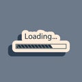 Black Loading icon isolated on grey background. Progress bar icon. Long shadow style. Vector Royalty Free Stock Photo