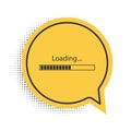 Black Loading icon isolated on white background. Progress bar icon. Yellow speech bubble symbol. Vector Royalty Free Stock Photo