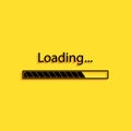 Black Loading icon isolated on yellow background. Progress bar icon. Long shadow style. Vector Royalty Free Stock Photo