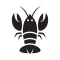 black lobster icon on white background