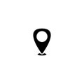 Black location icon. GPS pointer. Map pin. Navigator guide. Vector line