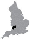 Location Map of Gloucestershire Ceremonial County Lieutenancy Area